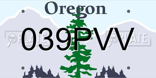 039PVV Oregon License Plate