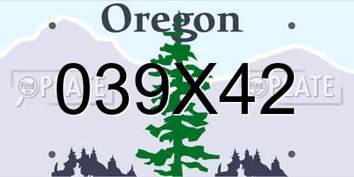 039X42 Oregon License Plate