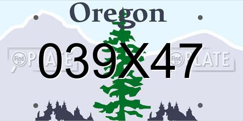 039X47 Oregon License Plate