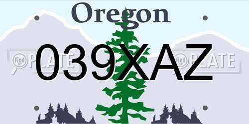 039XAZ Oregon License Plate