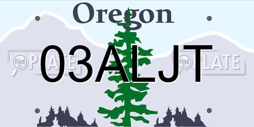 03ALJT Oregon License Plate
