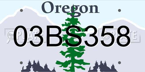 03BS358 Oregon License Plate