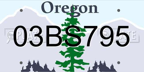 03BS795 Oregon License Plate