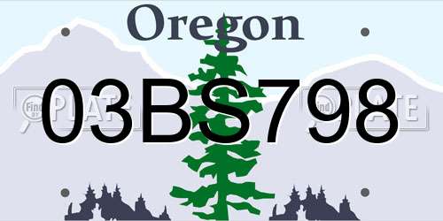 03BS798 Oregon License Plate