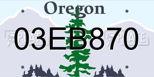 03EB870 Oregon License Plate