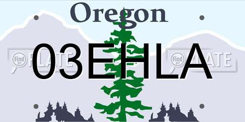 03EHLA Oregon License Plate