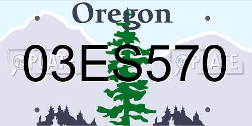 03ES570 Oregon License Plate