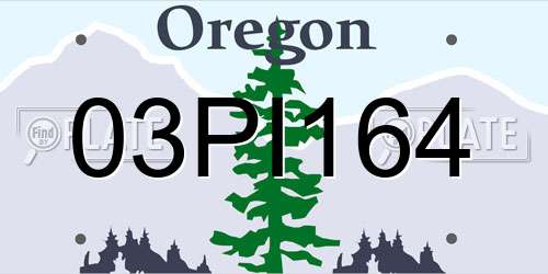 03PI164 Oregon License Plate
