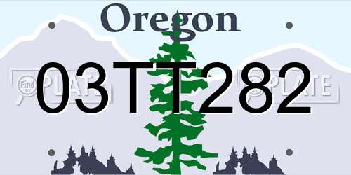 03TT282 Oregon License Plate