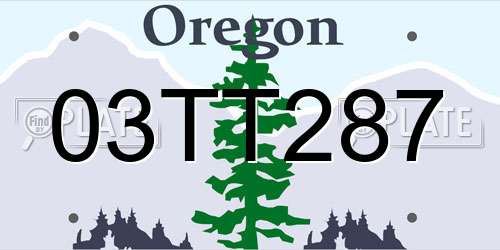 03TT287 Oregon License Plate