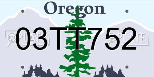 03TT752 Oregon License Plate