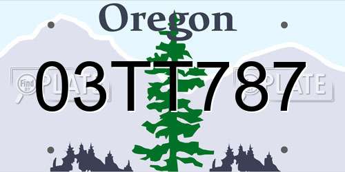 03TT787 Oregon License Plate