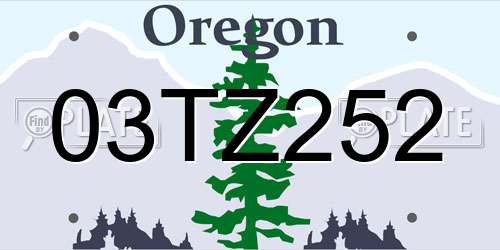 03TZ252 Oregon License Plate