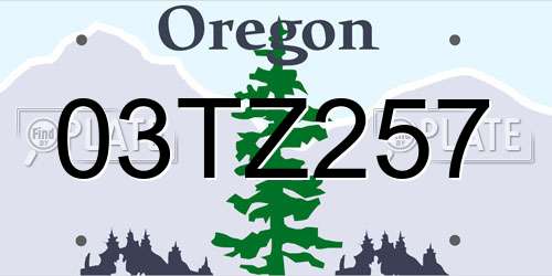 03TZ257 Oregon License Plate