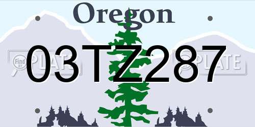 03TZ287 Oregon License Plate