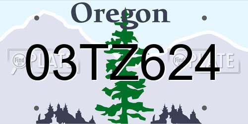 03TZ624 Oregon License Plate