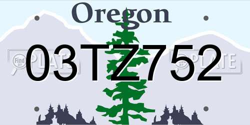 03TZ752 Oregon License Plate