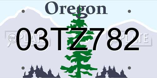 03TZ782 Oregon License Plate