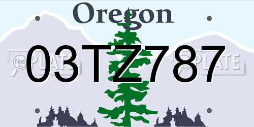 03TZ787 Oregon License Plate