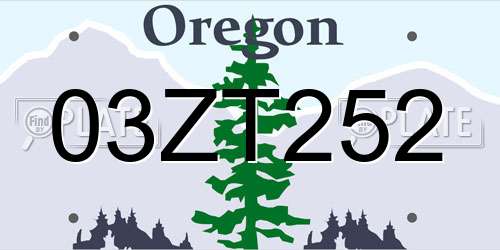 03ZT252 Oregon License Plate
