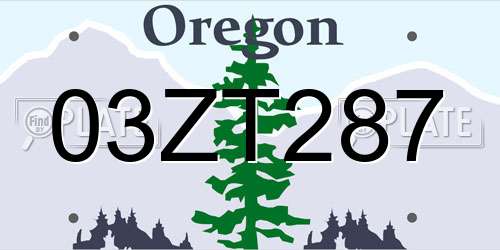 03ZT287 Oregon License Plate
