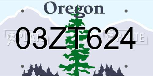 03ZT624 Oregon License Plate