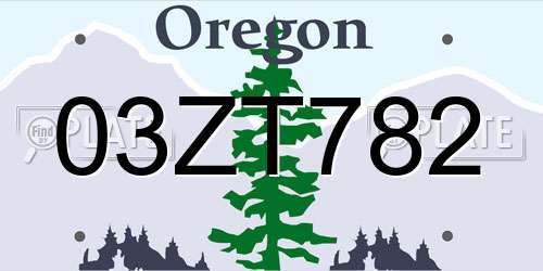 03ZT782 Oregon License Plate