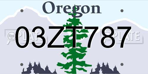 03ZT787 Oregon License Plate
