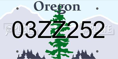 03ZZ252 Oregon License Plate