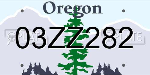 03ZZ282 Oregon License Plate