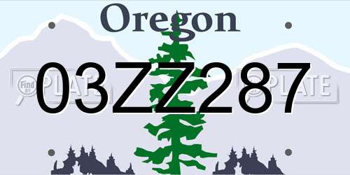 03ZZ287 Oregon License Plate
