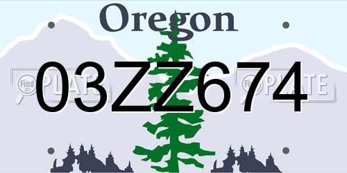 03ZZ674 Oregon License Plate