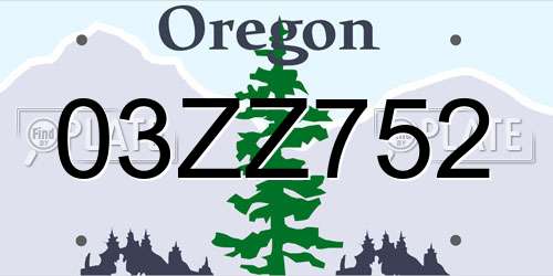 03ZZ752 Oregon License Plate