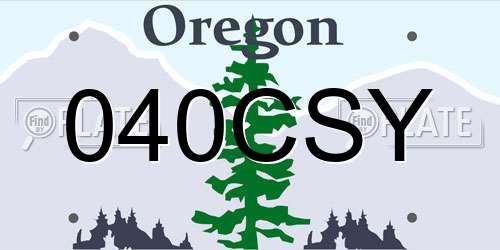 040CSY Oregon License Plate