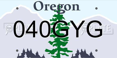040GYG Oregon License Plate