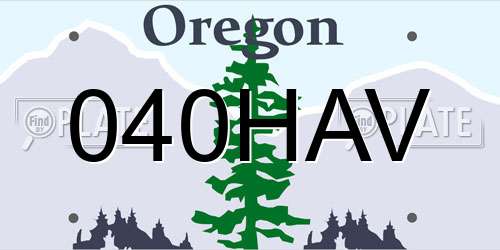 040HAV Oregon License Plate