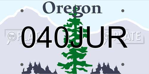 040JUR Oregon License Plate