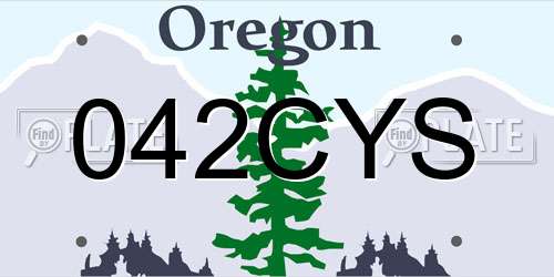042CYS Oregon License Plate