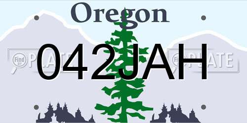 042JAH Oregon License Plate