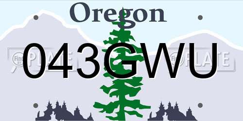 043GWU Oregon License Plate