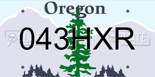 043HXR Oregon License Plate