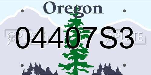 04407S3 Oregon License Plate
