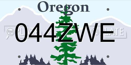 044ZWE Oregon License Plate