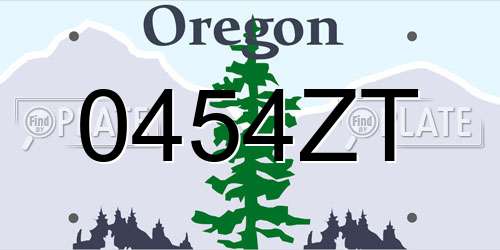 0454ZT Oregon License Plate