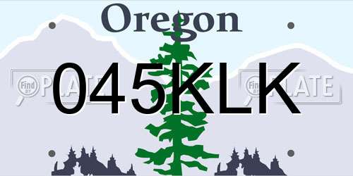045KLK Oregon License Plate