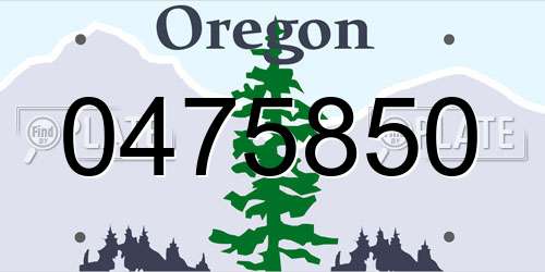 0475850 Oregon License Plate