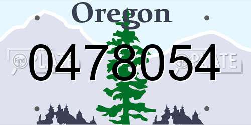 0478054 Oregon License Plate
