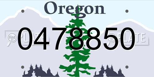 0478850 Oregon License Plate