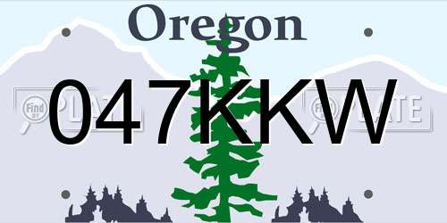 047KKW Oregon License Plate