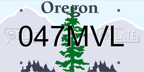 047MVL Oregon License Plate